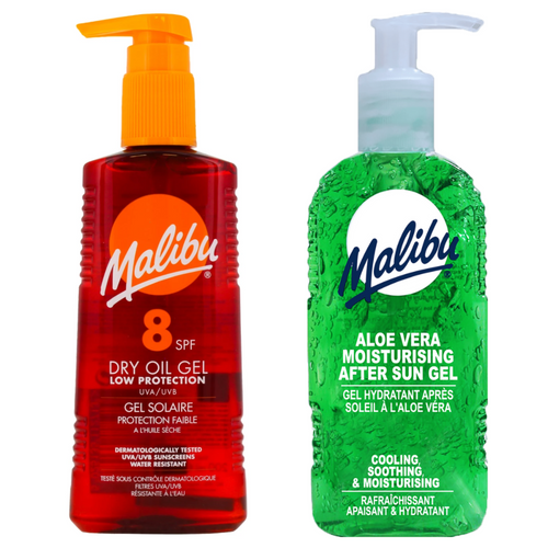 Malibu SPF8 Żel Brązujący 200ml + Aloe Żel Po Opalaniu 200ml na Arena.pl