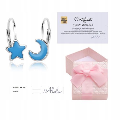 KOLCZYKI SREBRNE DLA DZIEWCZYNKI ŚWIECĄCE W CIEMNOŚCI GWIAZDKA KSIĘŻYC 925 na Arena.pl