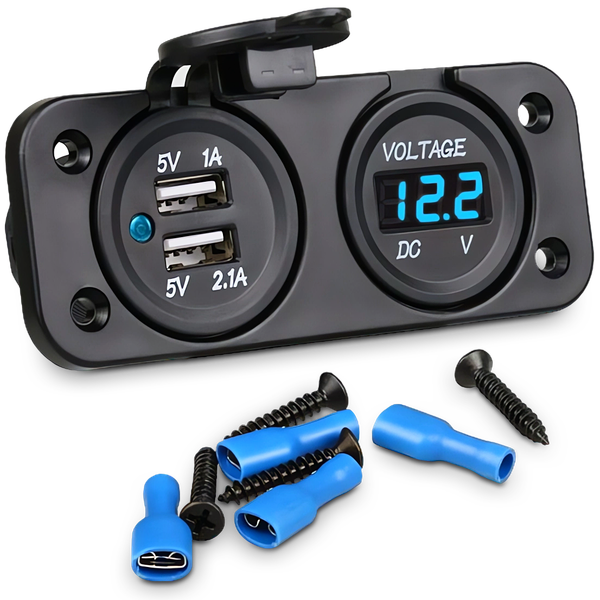 Dodatkowy Panel Gniazdo 2x USB 2A Woltomierz 2W1 Do Samochodu zdjęcie 1