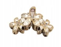 Piękna spinka klamra akrylowa trzy kwiatki hawajskie różowe złoto 9,5cm