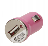 mała ładowarka samochodowa usb zapalniczka różowa