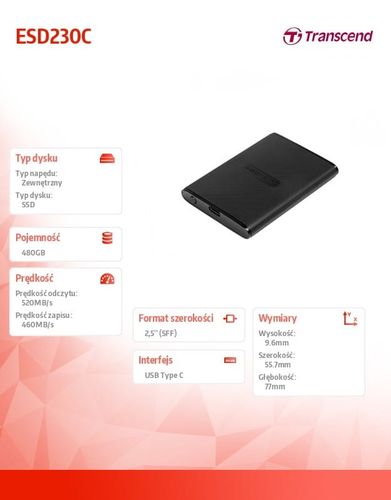 Transcend Dysk SSD 480GB Portable ESD230C na Arena.pl