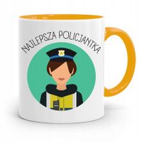 Kubek Żólty Dla Najlepszego Policjanta Policjantki Z Nadrukiem Ze Zdjęciem