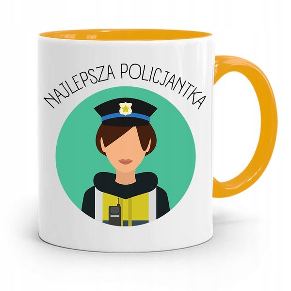 Kubek Żólty Dla Najlepszego Policjanta Policjantki Z Nadrukiem Ze Zdjęciem zdjęcie 1