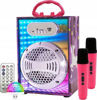 GŁOŚNIK BLUETOOTH DO KARAOKE - ST46 Z OŚWIETLENIEM + 2 MIKROFONY USB AUX
