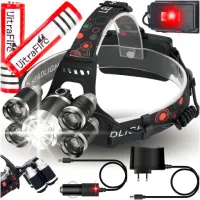 LATARKA CZOŁOWA 5x LED CREE LAMPKA CZOŁÓWKA BARDZO MOCNA ZESTAW 2X AKU