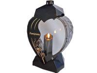 PAMIĘTAMY ZNICZ ZNICZE LAMPION NA GRÓB SERCE RÓŻA ZŁOTO+ŚWIECA LED CZARNA