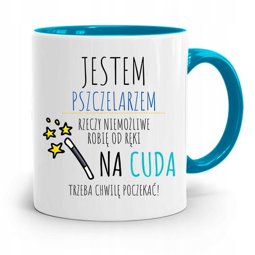 Kubek Błękitny Dla Pszczelarza Jestem Pszczelarzem Z Nadrukiem Ze Zdjęciem na Arena.pl