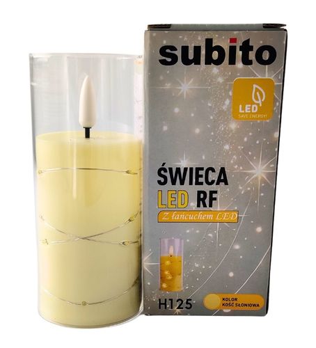 Świeca LED z łańcuchem LED SUBITO GC711 D55H125 kość słoniowa (266) na Arena.pl
