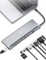 STACJA DOKUJĄCA HUB USB-C 11w1 VGA RJ45 SD HDMI 4K do Macbook Pro Air M1 M2