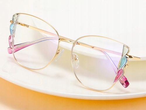 ZŁOTE Damskie Okulary Zerówki do KOMPUTERA Blue Light UV OPRAWKI Flexy OCHR na Arena.pl