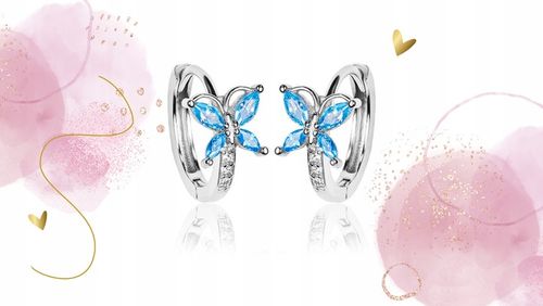 SREBRNE KOLCZYKI DLA DZIEWCZYNKI KÓŁKA Z MOTYLKIEM SREBRO 925 NA URODZINY na Arena.pl