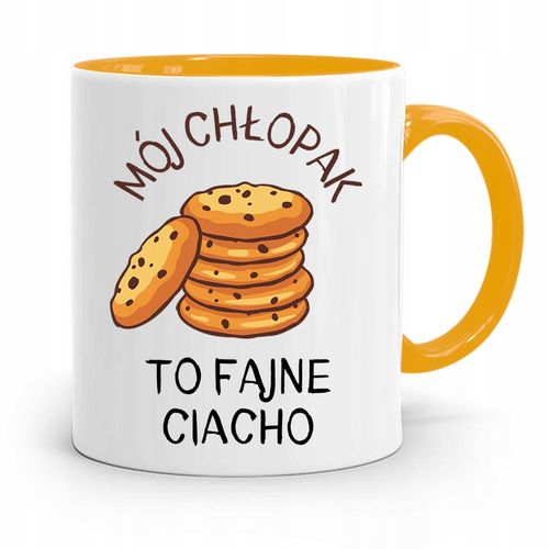 Kubek Żółty Prezent Dla Chłopaka Fajne Ciacho Z Nadrukiem Ze Zdjęciem na Arena.pl