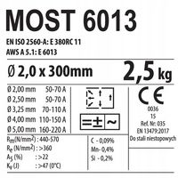 Elektroda spawalnicza 6013 (różowa) MMA 2,0x300mm 2,5kg MOST