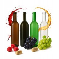 10x Butelki SZKLANE NA WINO 0,75L + korek 4 kolory Bordeaux zestaw 750ml