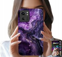 ETUI DO MOTOROLA EDGE 40 - FIOLETOWY MARMUREK MODNE KOBIECE + FOLIA