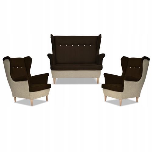 Zestaw wypoczynkowy ARI DUO sofa fotele  beżowo - brązowy na Arena.pl