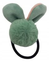 Dziecięca gumka do włosów pompon z uszkami zielony