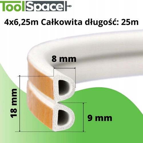 Uszczelka do okien i drzwi D 25mb mb BIAŁY na Arena.pl