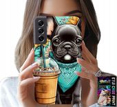ETUI DO SAMSUNG GALAXY S21 FE - BULDOG COFFI LOVE, SŁONECZNIKI, PSI CASE