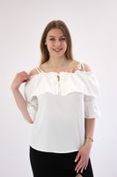 Bluzka hiszpanka z falbanką Belinda Biała UNI