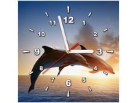 30X30CM ZEGAR DELFINY OBRAZ DREWNO