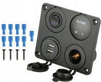 Rozdzielacz gniazdo zapalniczki PANEL 4 Ładowarka WOLTOMIERZ ON/OFF 12V 24V