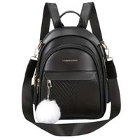 Plecak Torebka 2w1 Damski Eko Skóra Czarny Brelok Pompon Biały Prezent