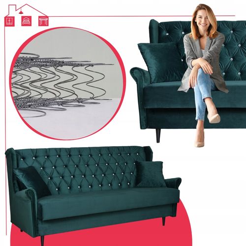 Zestaw wypoczynkowy uszak wersalka z fotelami Gaja ZIELONY na Arena.pl