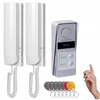 DOMOFON DWURODZINNY 2 ŻYŁOWY CZYTNIK RFID BRELOKI FURTKA + BRAMA BIAŁY ORNO