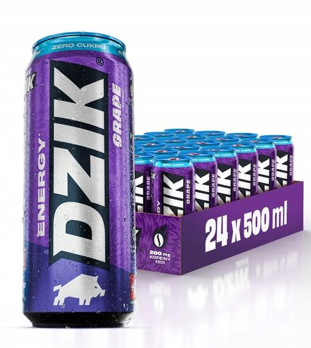 Napój energetyczny Energetyk WKDZIK ENERGY Drink GRAPE 0kcal 500ml - na Arena.pl