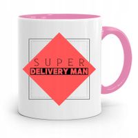 Kubek Różowy Dla Kuriera Super Delivery Man Z Nadrukiem Ze Zdjęciem