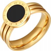 Pierścionek Złoty Rzymski Stal Chirurgiczna 18K Pozłacany Prosty