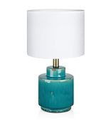 Biurkowa LAMPKA stojąca COUS 106606 Markslojd abażurowa LAMPA stołowa biała niebieska antyczna