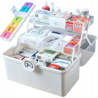 ORGANIZER POJEMNIK NA LEKI KASETKA APTECZKA 2 POZIOMY BLOKADA PRZED