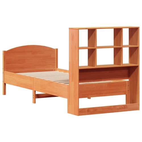 Łóżko z regałem, bez materaca, woskowy brąz, 90x200 cm, sosnowe na Arena.pl