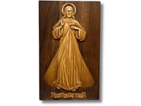 Płaskorzeźba Jezu Ufam Tobie Drewniana Obraz Jezus Miłosierny Prezent  30,5