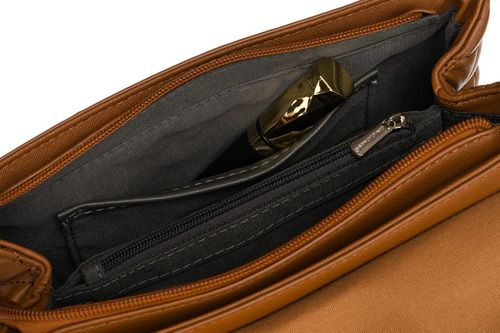 karmelowa torebka damska crossbody ze srebrnymi okuciami - david jones na Arena.pl