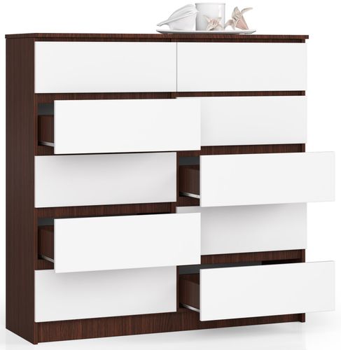 KOMODA K 120 cm 10 SZUFLAD WENGE / BIAŁA na Arena.pl
