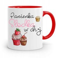 Kubek Czerwony Dla Dziewczyny Słodka W Ch*J Z Nadrukiem Ze Zdjęciem