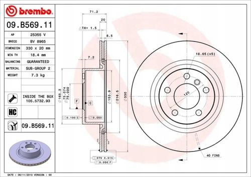 TARCZA HAM TYL 330X20 V BREMBO na Arena.pl