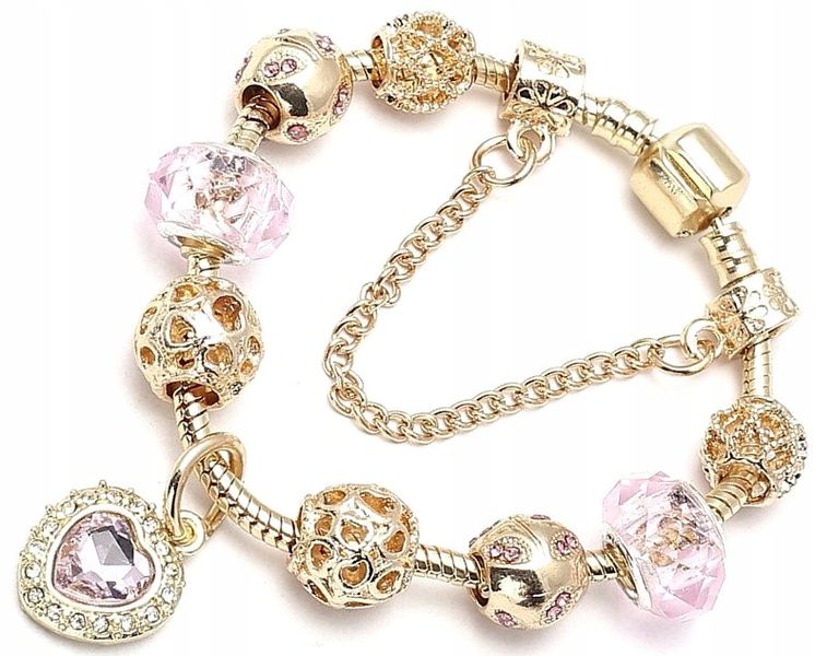 Bransoletka Modułowa Charms Beads Złota Serce Boho zdjęcie 1