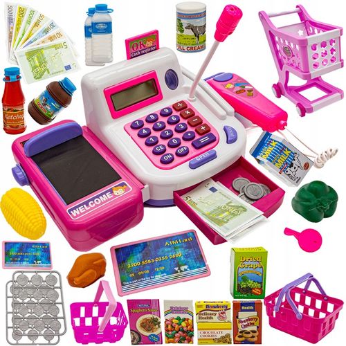 Edukacyjna Kasa Fiskalna Sklepowa Dla Dzieci Wózek Kalkulator Akcesoria na Arena.pl