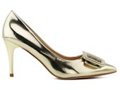 Złote szpilki damskie lakier 38