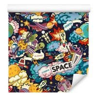 Tapeta dla chłopca KOSMOS planty gwiazdy rakiety