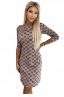 Sukienka damska wyszczuplająca trapezowa monogram elegancka z wiskozy