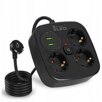 Przedłużacz Listwa Zasilająca Rozdzielacz Rozgałęźnik 3 Gniazda 230V 4x USB