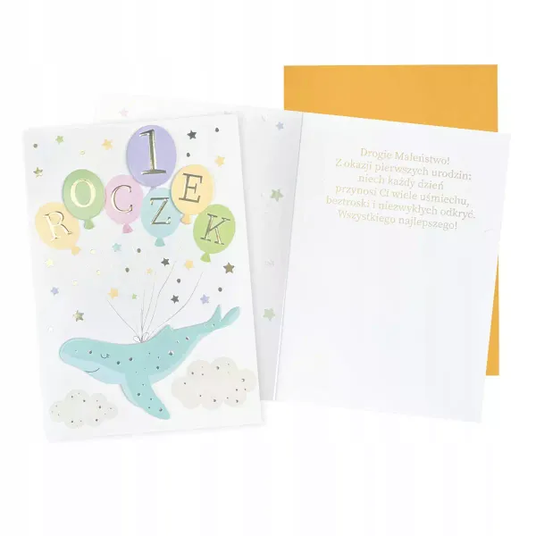 Karnet B6 Urodziny Roczek (Wieloryb) zdjęcie 1