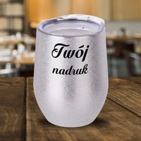Srebrny kubek ze stali nierdzewnej Glitter z Twoim nadrukiem