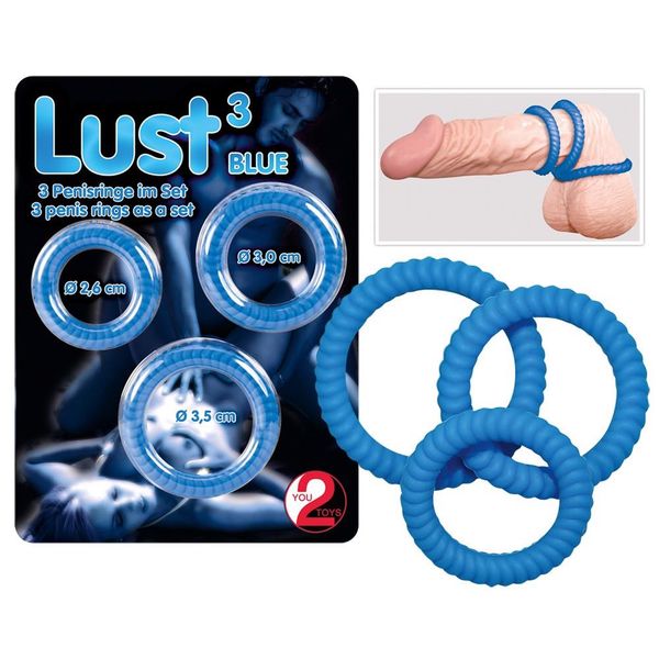 Lust 3 Cock Rings blue zdjęcie 6